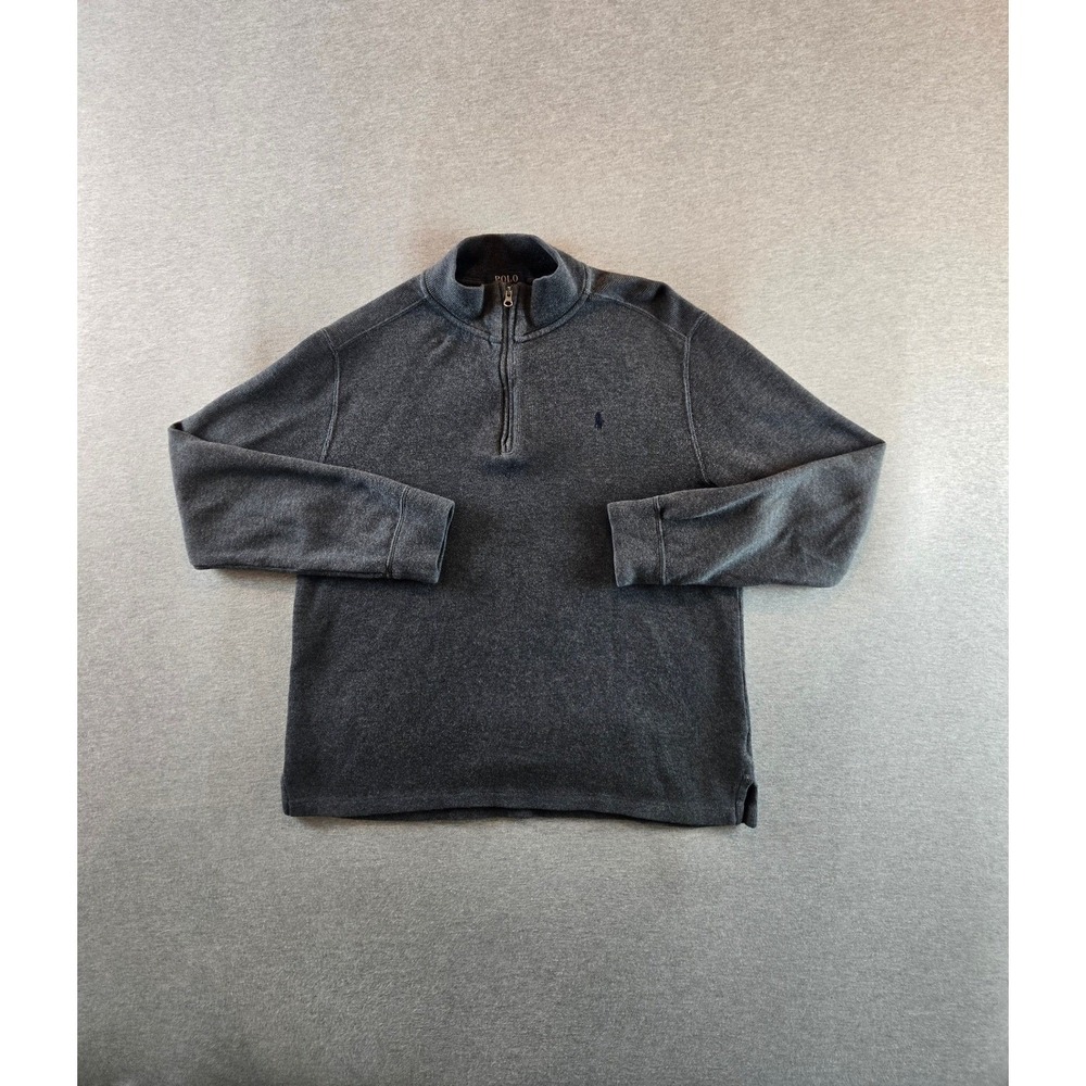 Polo Ralph Lauren Quarter Zip Pullover Kids XL 18-20 Grey Cotton Ribbed Sweater